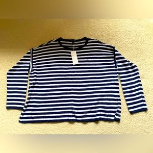 Eileen Fisher linen large sweatshirt. New with tags . Blue and white stripes.